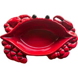 Crab Seafood Red Ceramic Serving Dish 9" x 6" by Becca Signature Collection